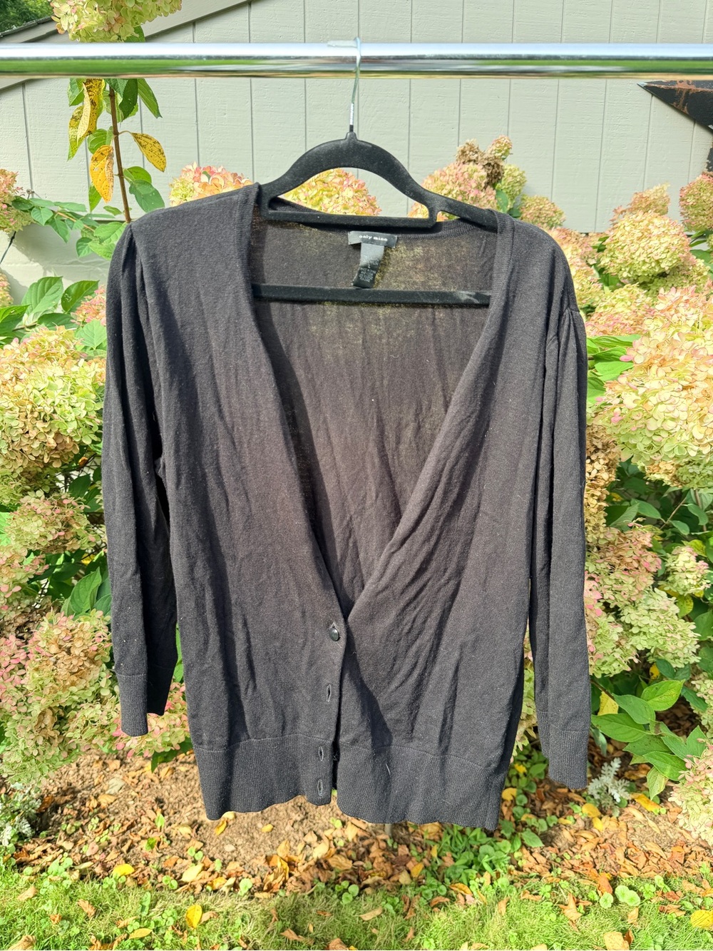 Only Mine Black Lightweight V-Neck Button-Front Cardigan